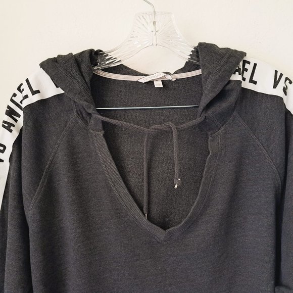 Victoria Secret Hoodie Logo Angel vs Angel Gray Long Sleeve Size L - Picture 3 of 10